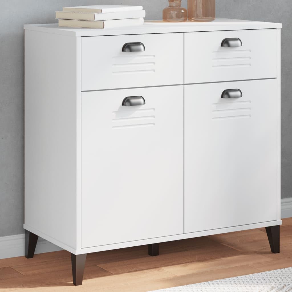 vidaXL Sideboard Storage Buffet - Industrial Style, White Engineered Wood with Drawers & Doors, Living Room/Dining Room/Bedroom Cabinet