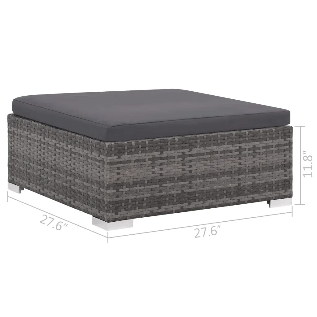 vidaXL 12 Piece Garden Lounge Set with Cushions Poly Rattan Gray