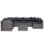 vidaXL 8 Piece Garden Lounge Set with Cushions Outdoor Rattan Sofa Sets Patio Sofa Garden Furniture Set Durable Sturdy Poly Rattan Gray