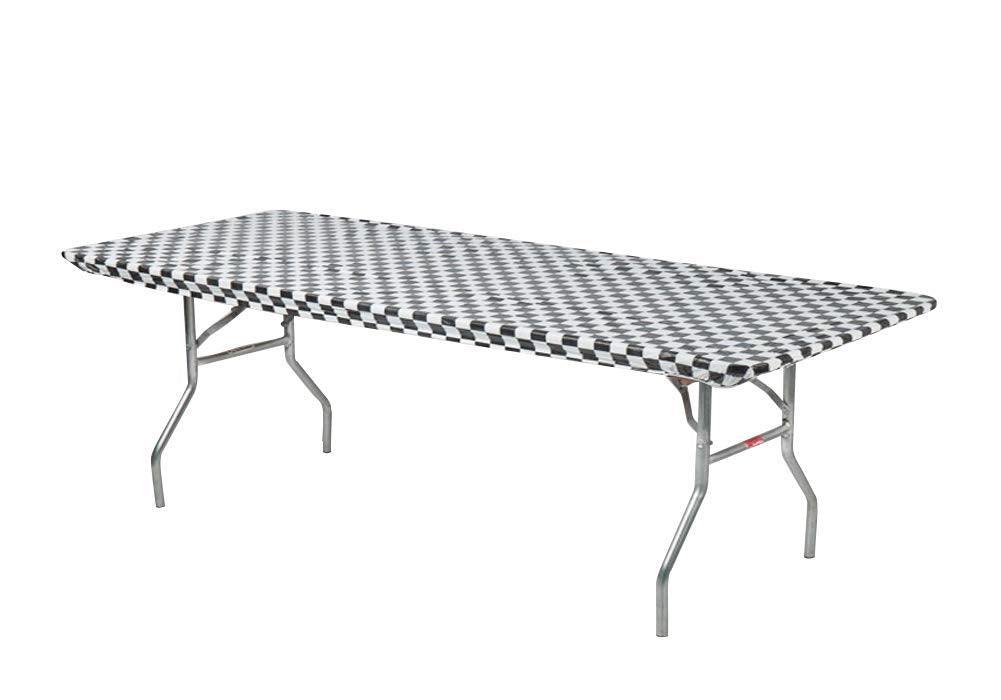 Kwik-Covers 8' Rectangle Plastic Table Covers 30' X 96', Bundle Of 5 (Black And White Check)
