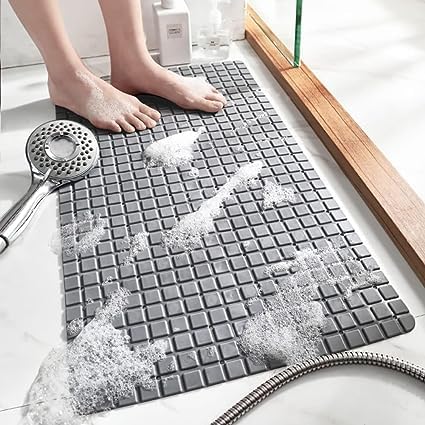 Cyrox Bath Mat 40 x 70 CM Extra Long Non Slip Square Shower Mat Organizer Machine Washable, Rubber Anti Slip/Skid Bathtub Shower