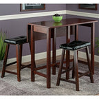 Ergode Harrington Drop Leaf High Table Set | Solid Wood | Walnut Finish | 39.37' W x 31.5' D x 36.22' H | Includes 2 Stools | Fully Assembled (94346-VV)
