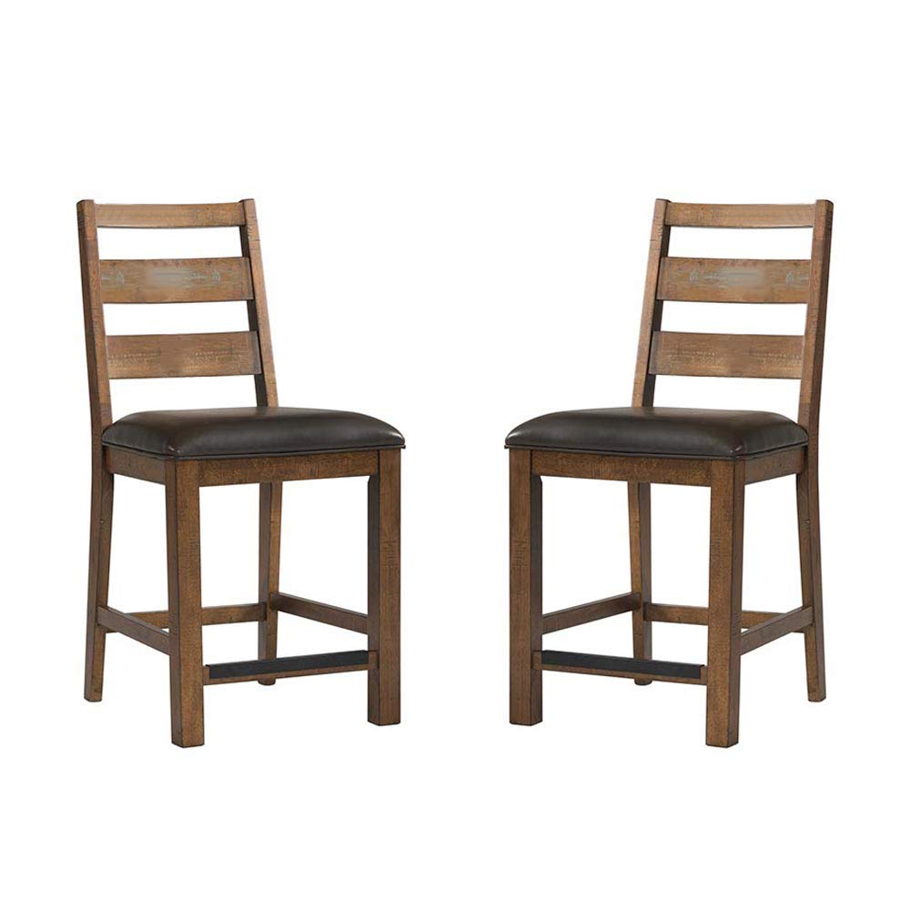 Taos 24&quot; Ladder Back Counter Stool with Cushion, Set of 2, Canyon Brown