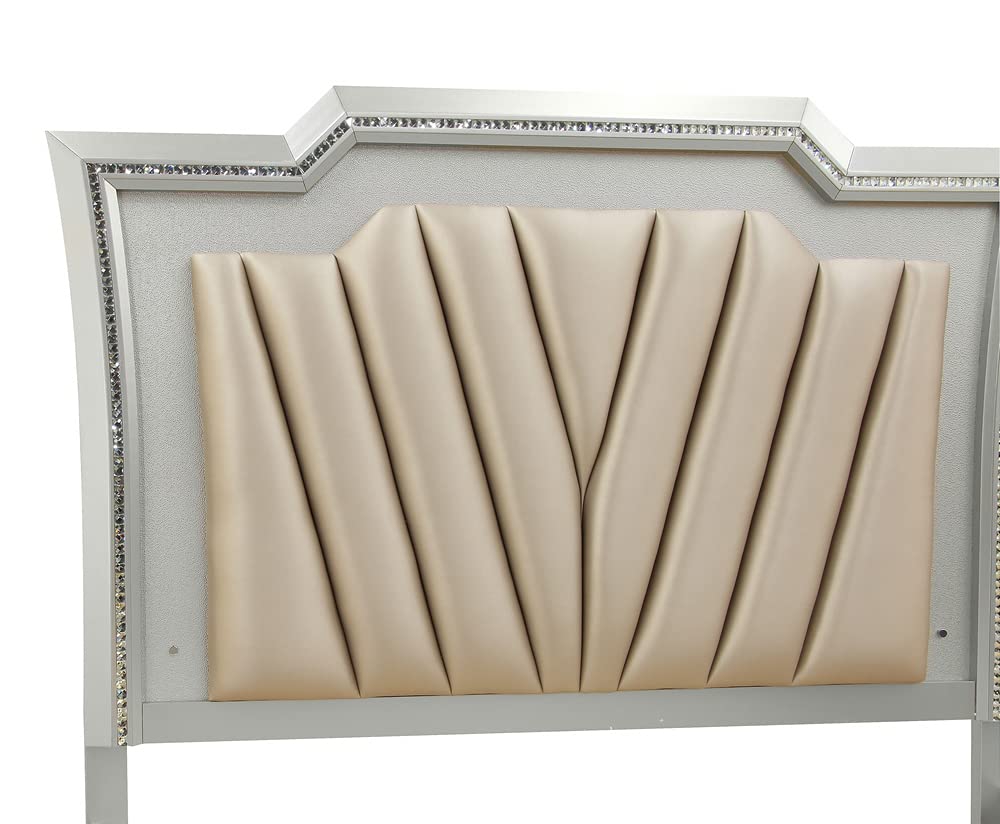 Acme Furniture Kaitlyn Twin Bed w/Storage in PU & Champagne