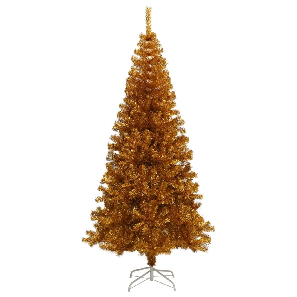 Vidaxl 8Ft Gold Artificial Christmas Tree With Steel Stand - Sturdy, Reusable, Pet Material, Indoor/Outdoor Suitable, 1300 Tips