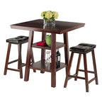 Ergode Harrington Drop Leaf High Table Set | Solid Wood | Walnut Finish | 39.37' W x 31.5' D x 36.22' H | Includes 2 Stools | Fully Assembled (94362-VV)