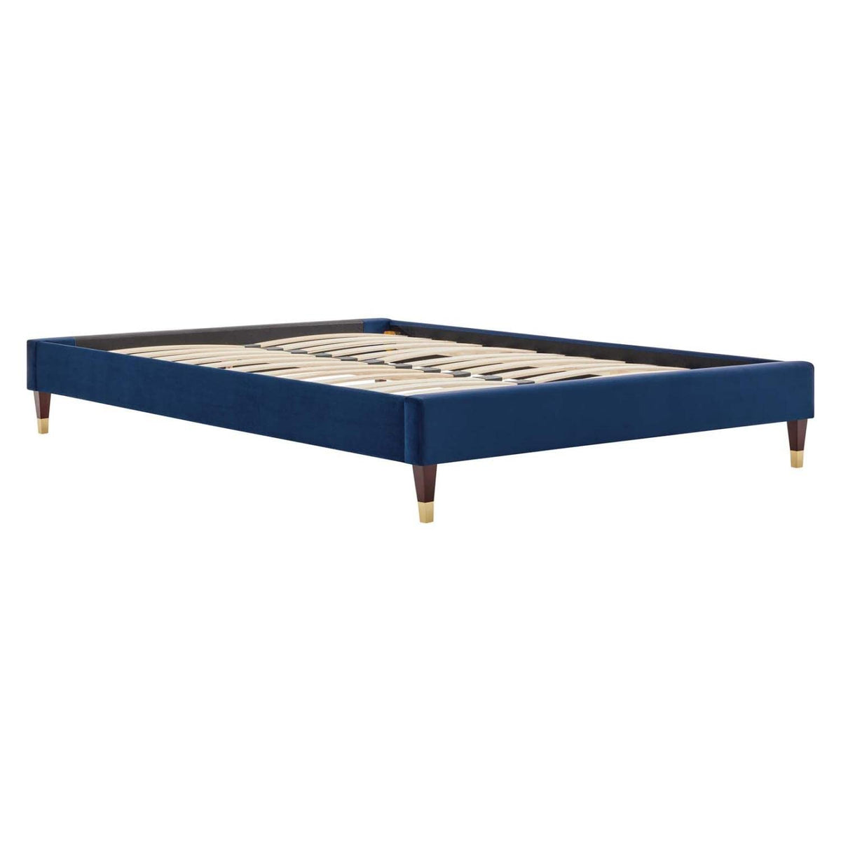 Modway Mod-6268-Nav Harlow Twin Performance Velvet Platform Bed Frame, Navy