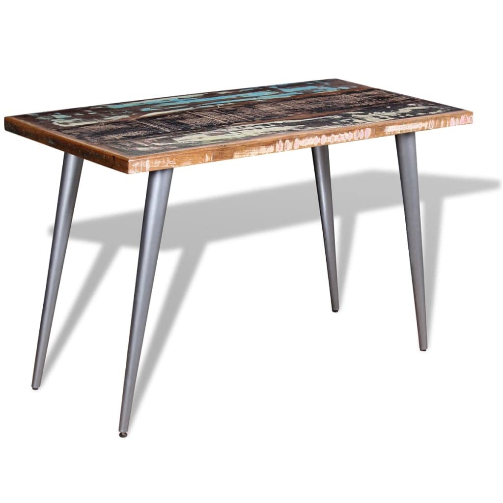 vidaXL Rectangular Dining Table Handmade with Solid Reclaimed Wood and Steel Legs -Vintage Styling and Unique Multicolour Finish – 47.2&quot;x23.6&quot;x30&quot; Dimensions
