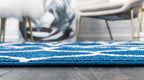 Unique Loom Trellis Frieze Collection Area Rug - Rounded (5' 1'' X 8', Navy Blue/ Ivory)