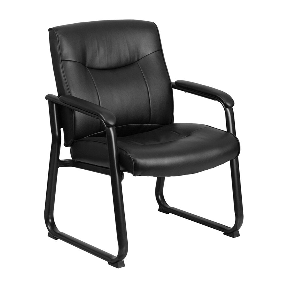 Flash Furniture Hercules Series Big & Tall LeatherSoft Executive Side Reception Chair, Padded Lobby Chair with 500-lb. Static Weight Capacity, Black