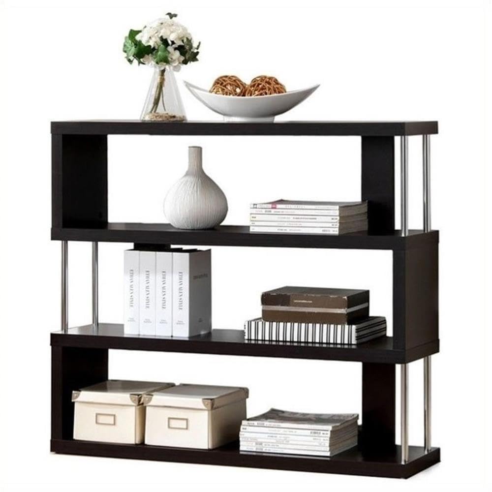 Baxton Studio 3-Shelf, Dark Brown Barnes Modern Bookcase