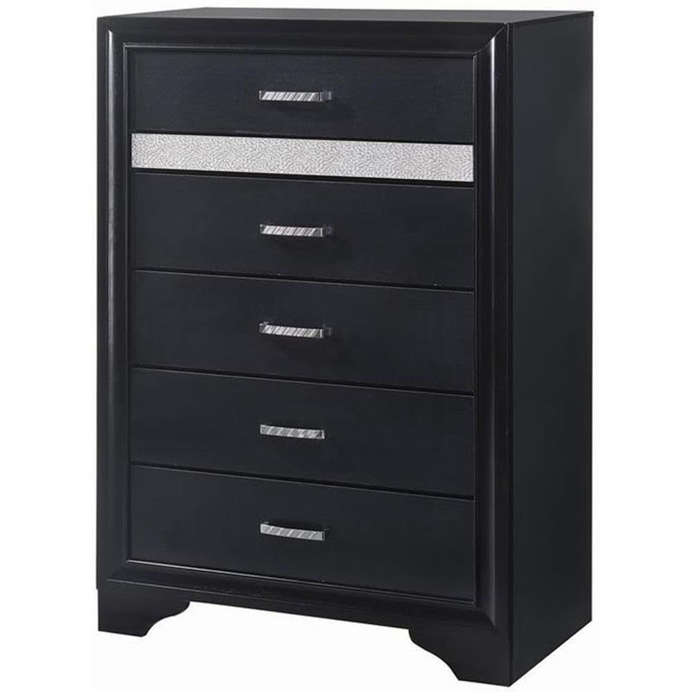 Coaster Home Furnishings Miranda 5-Drawer Chest Black and Rhinestone