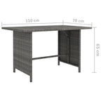 vidaXL 9 Piece Patio Lounge Set with Cushions - Farmhouse Style Poly Rattan Garden Furniture Set with Dining Table in Gray - Modular Outdoor Seating Arrangement