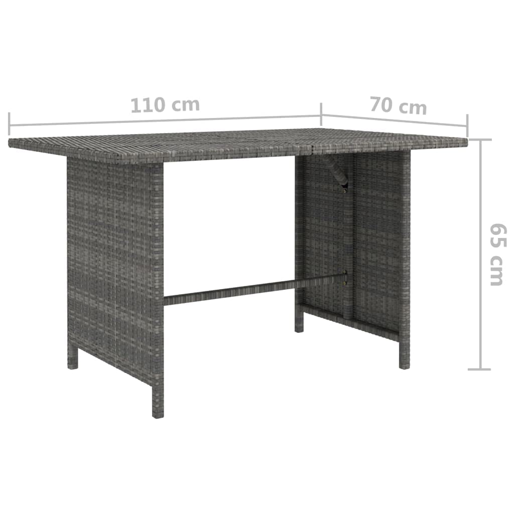 vidaXL 9 Piece Patio Lounge Set with Cushions - Farmhouse Style Poly Rattan Garden Furniture Set with Dining Table in Gray - Modular Outdoor Seating Arrangement