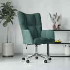 vidaXL Recliner Chair with Wheels Rotatable Height Adjustable TV Chair Upholstered Chair Relaxing Chair Wing Chair Living Room Dark Green Velvet, 328163