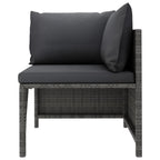 vidaXL 3-Seater Patio Sofa with Cushions Gray Poly Rattan
