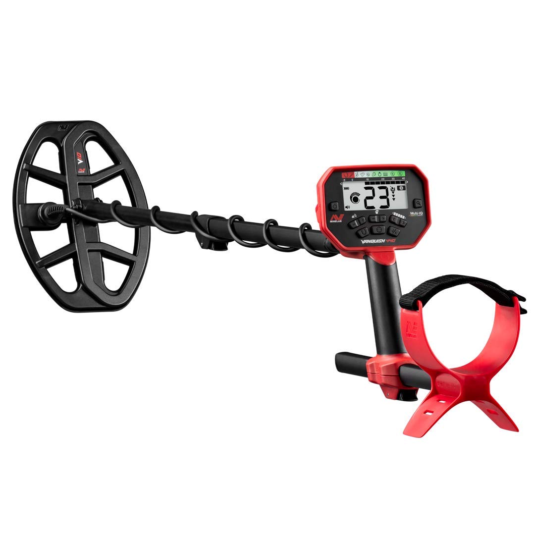 Minelab Vanquish 440 Multi-Frequency Pinpointing Metal Detector For Adults With V10 10'X7' Double-D Waterproof Coil (4 Detect
