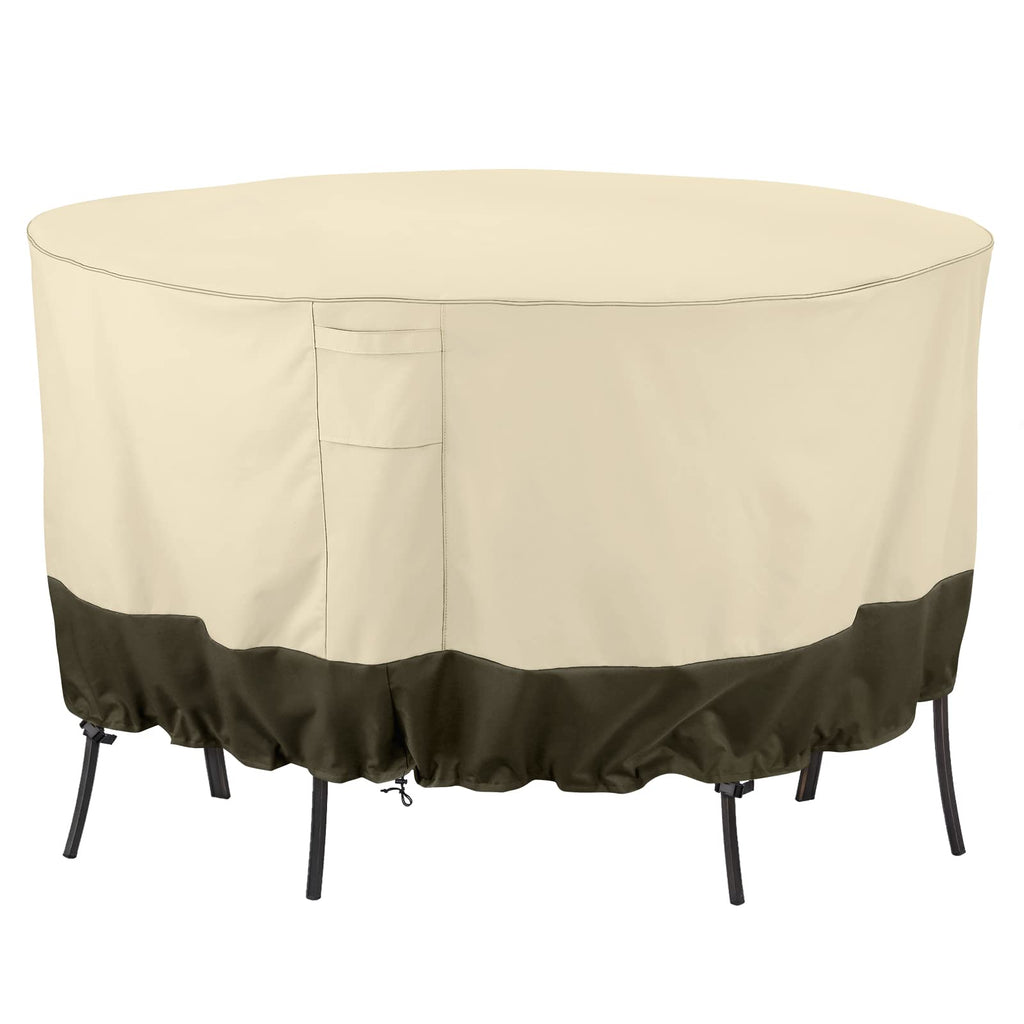 Patio Furniture Covers For Table Chairs Set, Outdoor Furniture Cover Waterproof, Uv Resistant Anti-Fading Cover Outdoor Table Cover Round, Beige And Olive, 72 Inch Diameter
