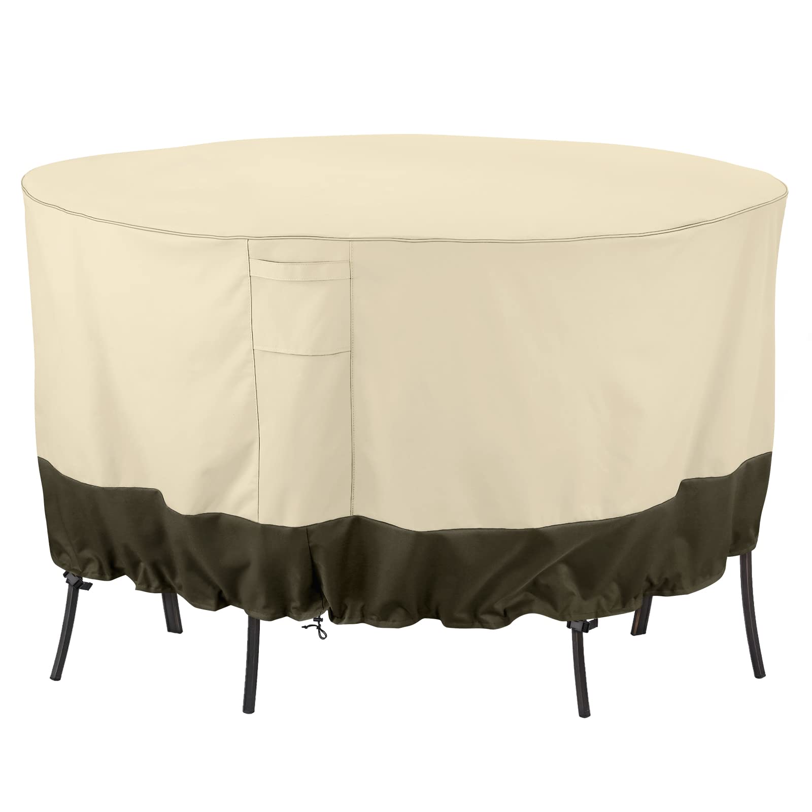 Patio Furniture Covers For Table Chairs Set, Outdoor Furniture Cover Waterproof, Uv Resistant Anti-Fading Cover Outdoor Table Cover Round, Beige And Olive, 72 Inch Diameter