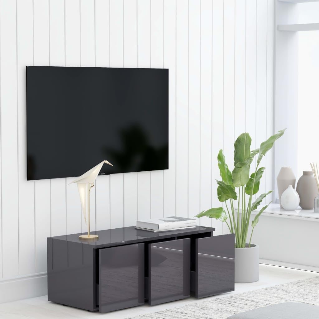 TV Cabinet High Gloss Gray 31.5&quot;x13.4&quot;x11.8&quot; Chipboard