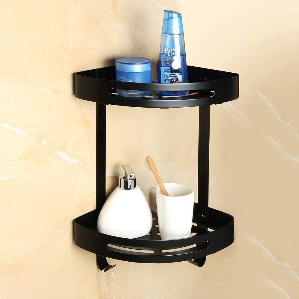Tagve Wall Mounted Storage Shelves Racks Stainless Steel Bathroom Accessories Double Layer Shelf Toilet Shampoo Soap Shower Hold