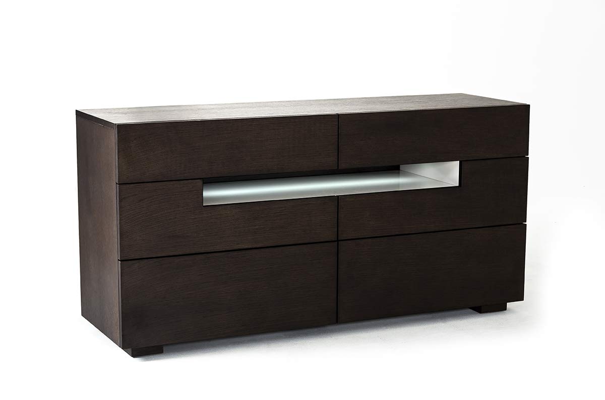 HomeRoots 28' Brown Oak and Grey MDF Dresser with Led Lights