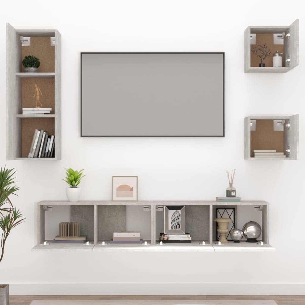 vidaXL 5 Piece TV Cabinet Set Concrete Gray Engineered Wood