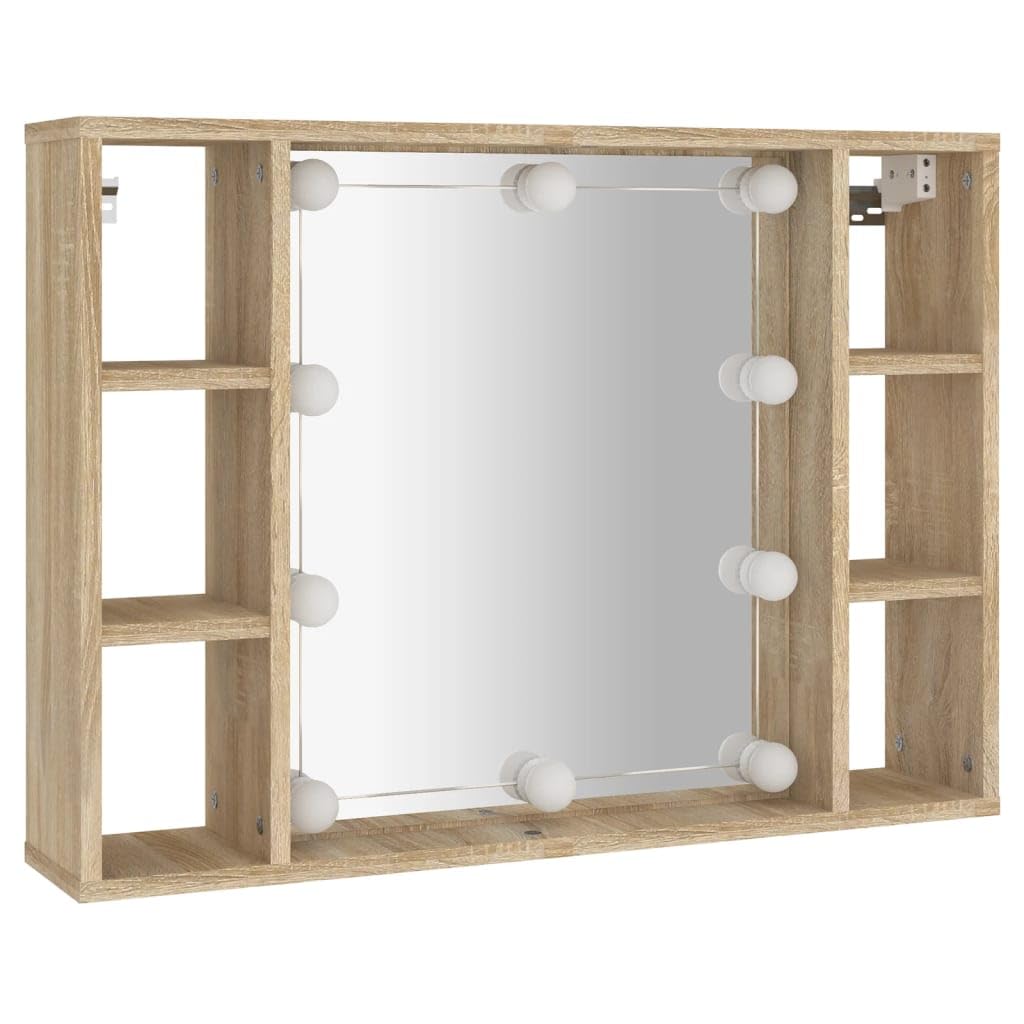 vidaXL Mirror Cabinet with LED Sonoma Oak 29.9&quot;x5.9&quot;x21.7&quot;