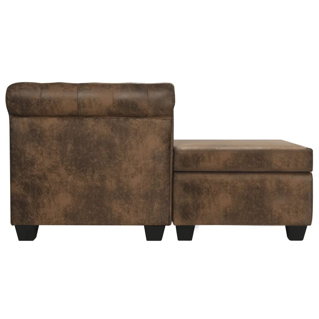 vidaXL L-Shaped Chesterfield Sofa Artificial Leather Brown