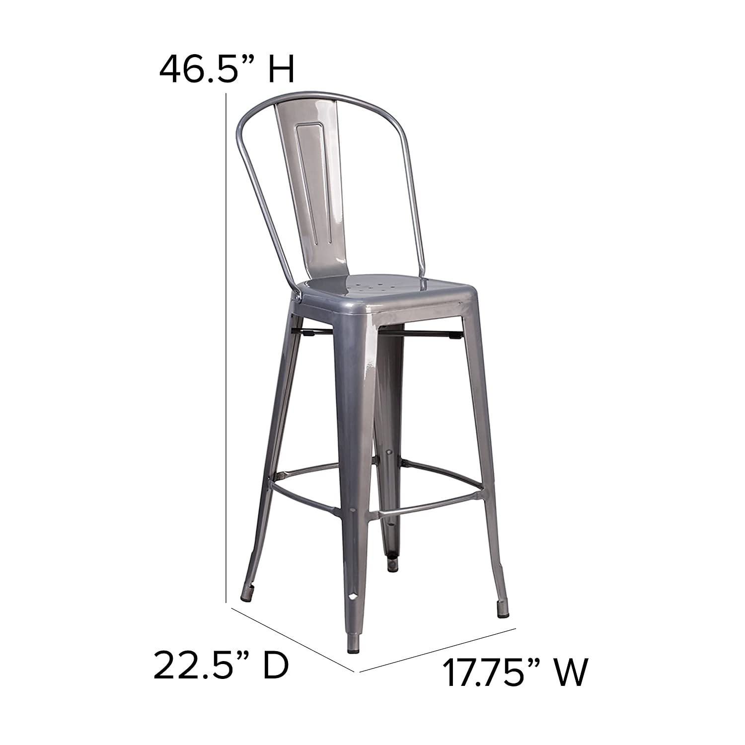 Flash Furniture 30'' High Clear Coated Indoor Barstool With Back