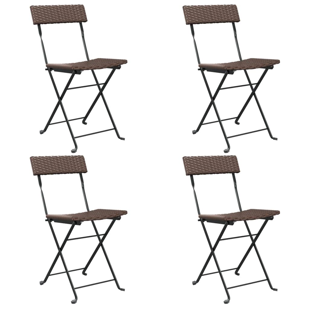 vidaXL 4 pcs Black Bistro Chairs; Foldable Design with Weather-Resistant Poly Rattan and Stable Powder-Coated Steel Frame. Easy 