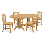 East West Furniture VANO5-OAK-W 5 Piece Dinette Set for 4 Includes an Oval Dining Room Table with Butterfly Leaf and 4 Dining Chairs, 40x76 Inch, Oak