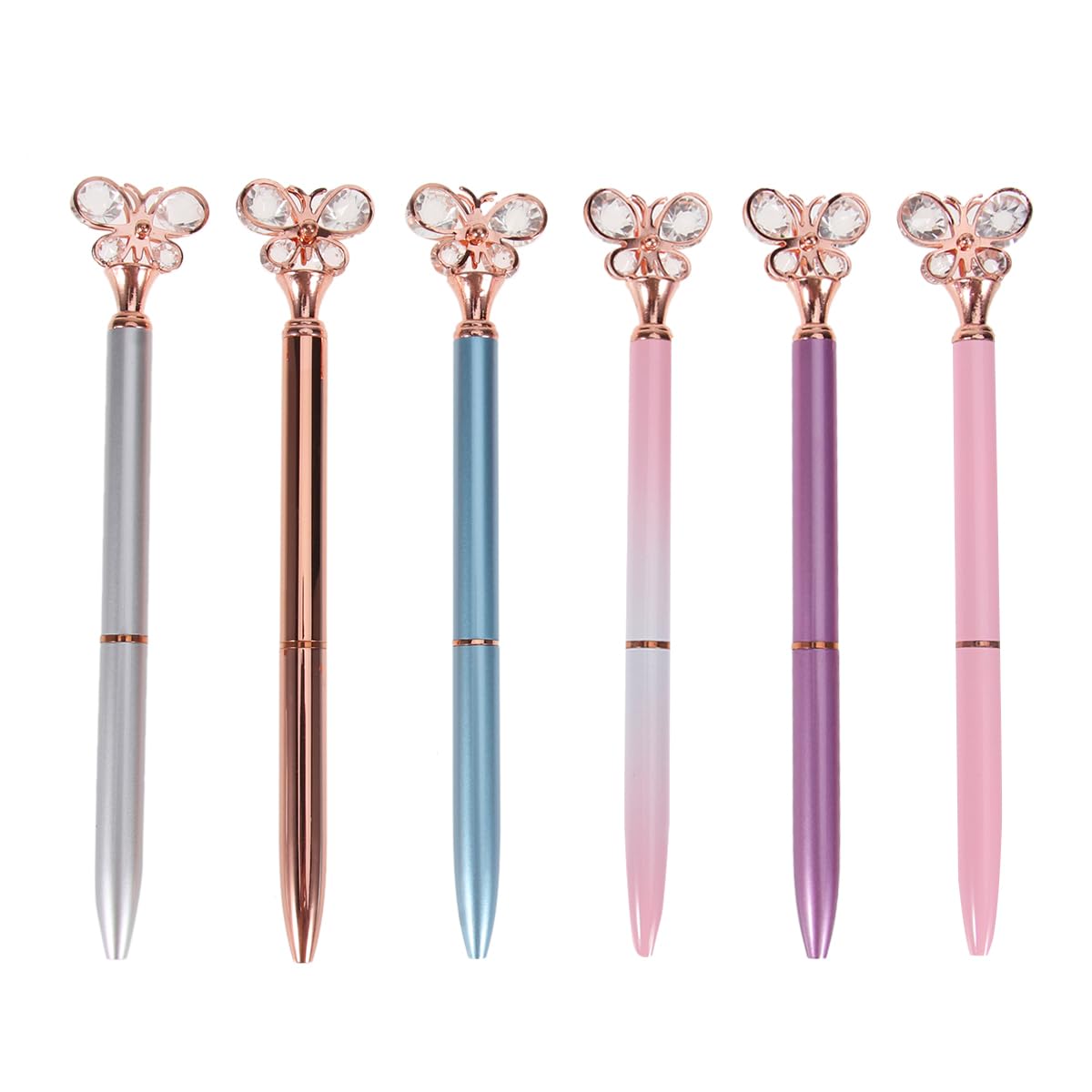 Stobok Creative Ballpoint Pens Diamond Butterfly Roller Ball Pens For Student School Office,Pack Of 6