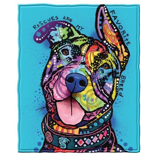 Dawhud Direct Colorful Dog Fleece Blanket For Bed 75' X 90' Queen Size Dean Russo Rescue Dog Fleece Throw Blanket For Women, M
