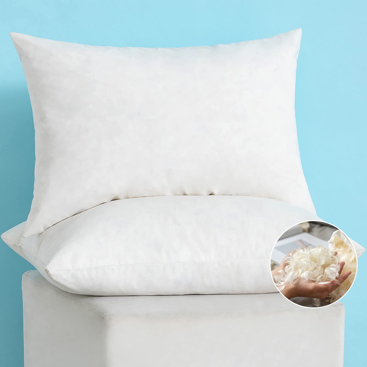 Miulee Set Of 2 12X20 Inches Decorative Throw Pillow Inserts, Down And Feather Cotton Fabric Pillows, Rectangle Sham Stuffer For