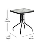 Flash Furniture Barker 23.5'' Square Tempered Glass Metal Table