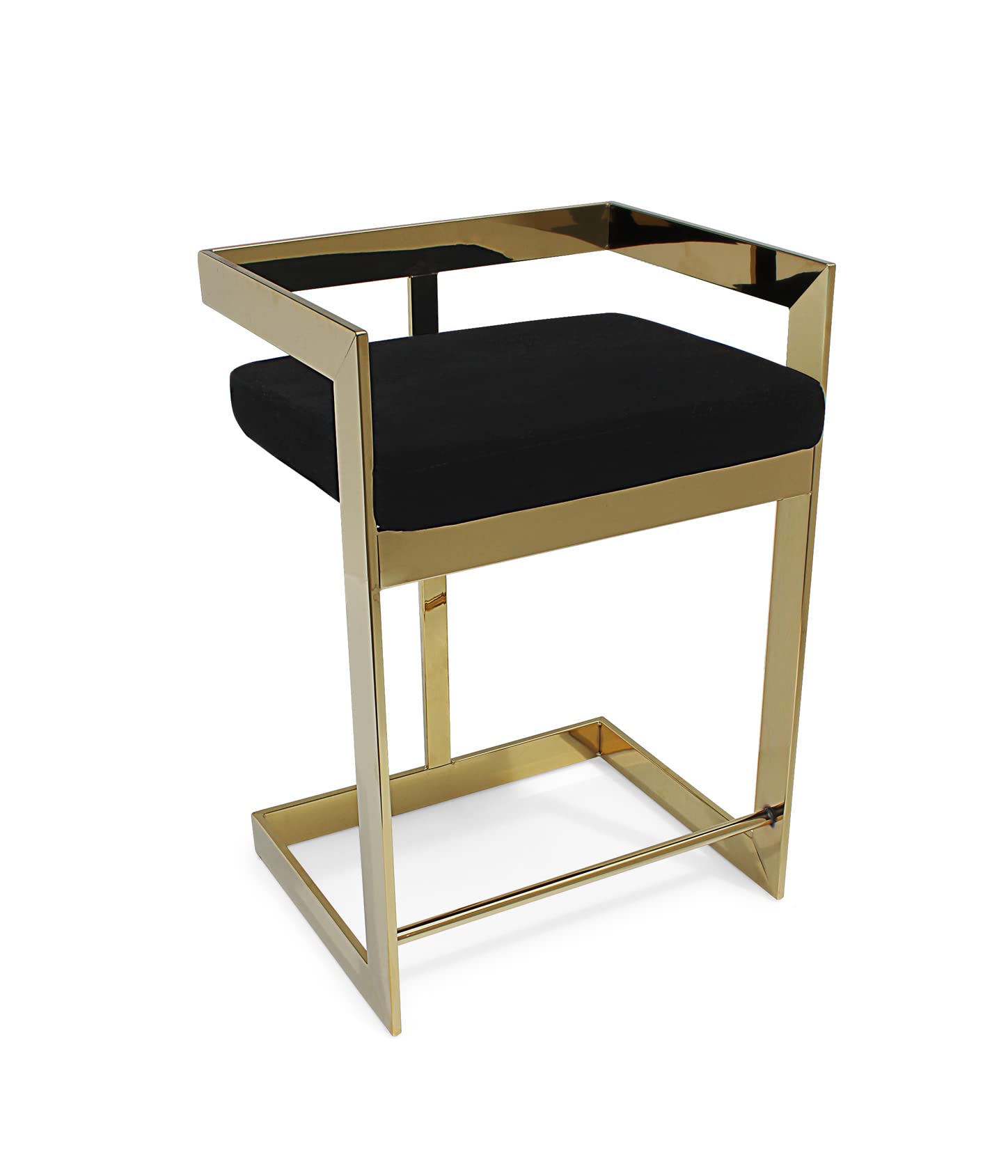 Neos Modern Furniture Bar Stool, 30'' With Black Cushion And Gold Base