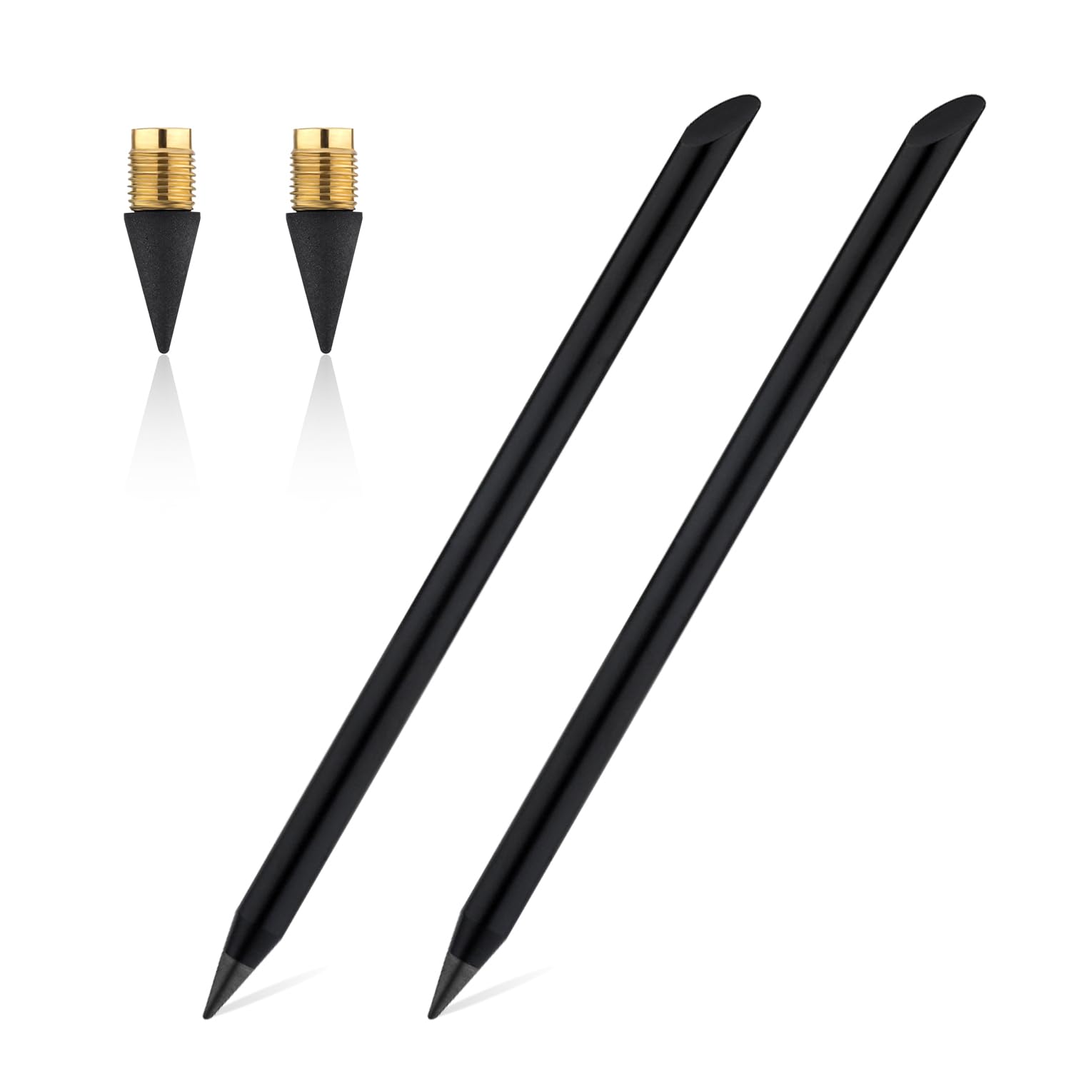 2Pcs Metal Inkless Pencils, Everlasting Pencil Infinity Pencil Reusable Unlimited Eternal Pencils With 2Pcs Replacement Refill N