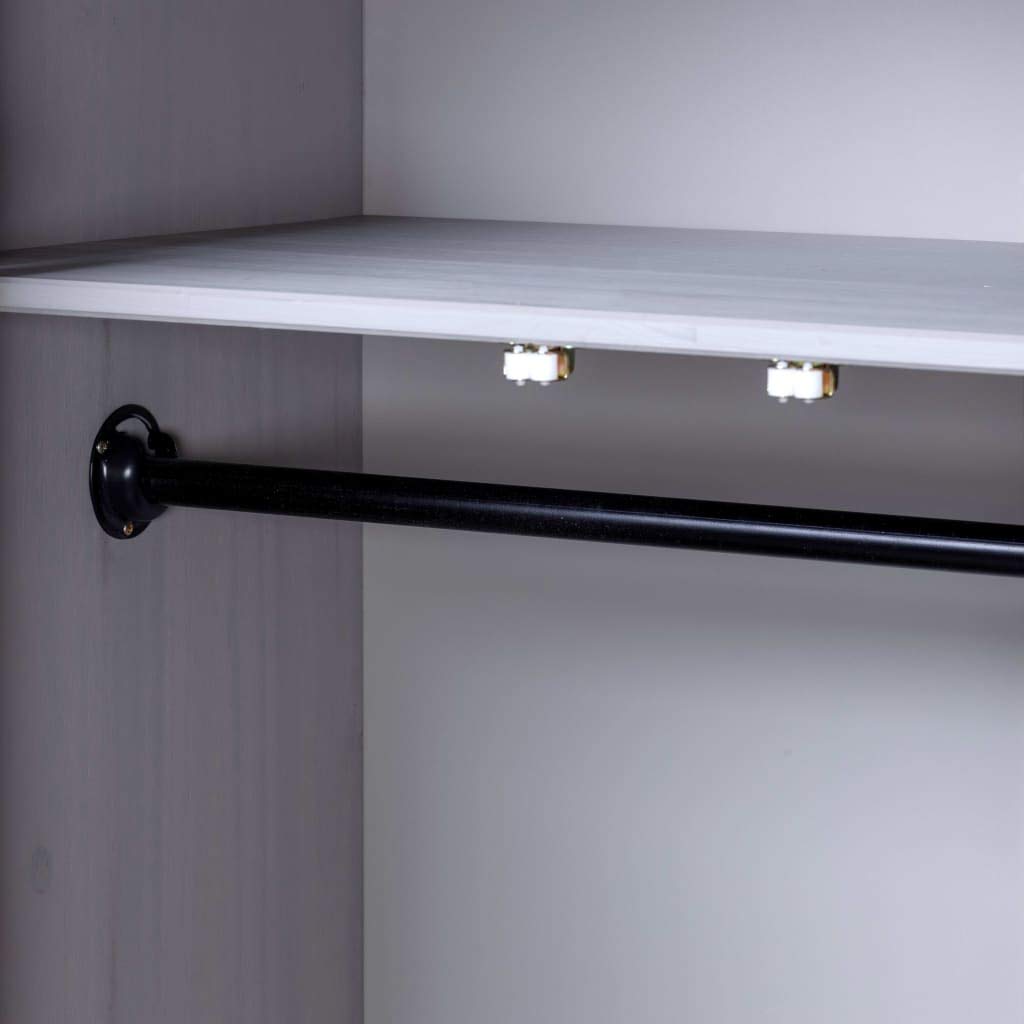 vidaXL Solid Pinewood Compact Wardrobe with Hanging Rod, Gray - Durable 2-Compartment Closet Door, Farmhouse Style, 31.5&quot;x19.7&quot;x67.5&quot;