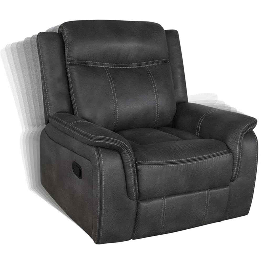 Coaster Lawrence Faux Leather Upholstered Tufted Back Glider Recliner Charcoal