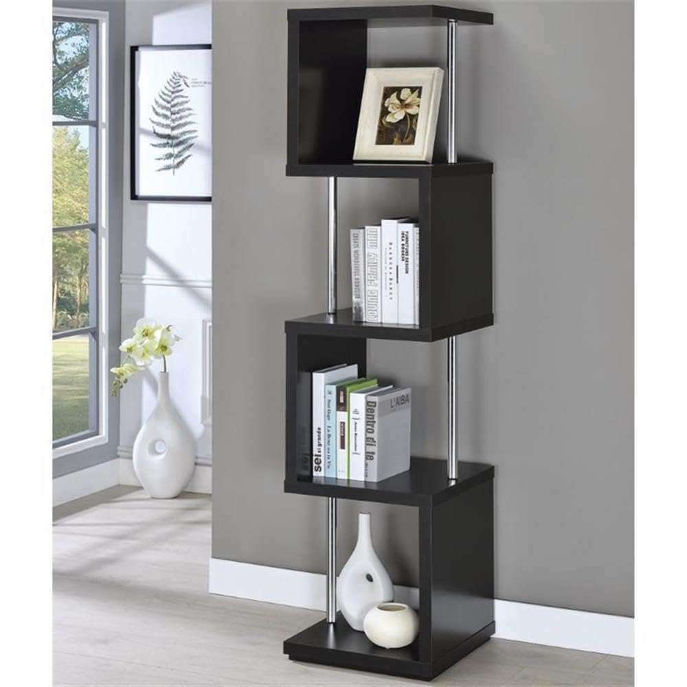 Coaster Home Furnishings Baxter 4-Shelf Bookcase Black Chrome