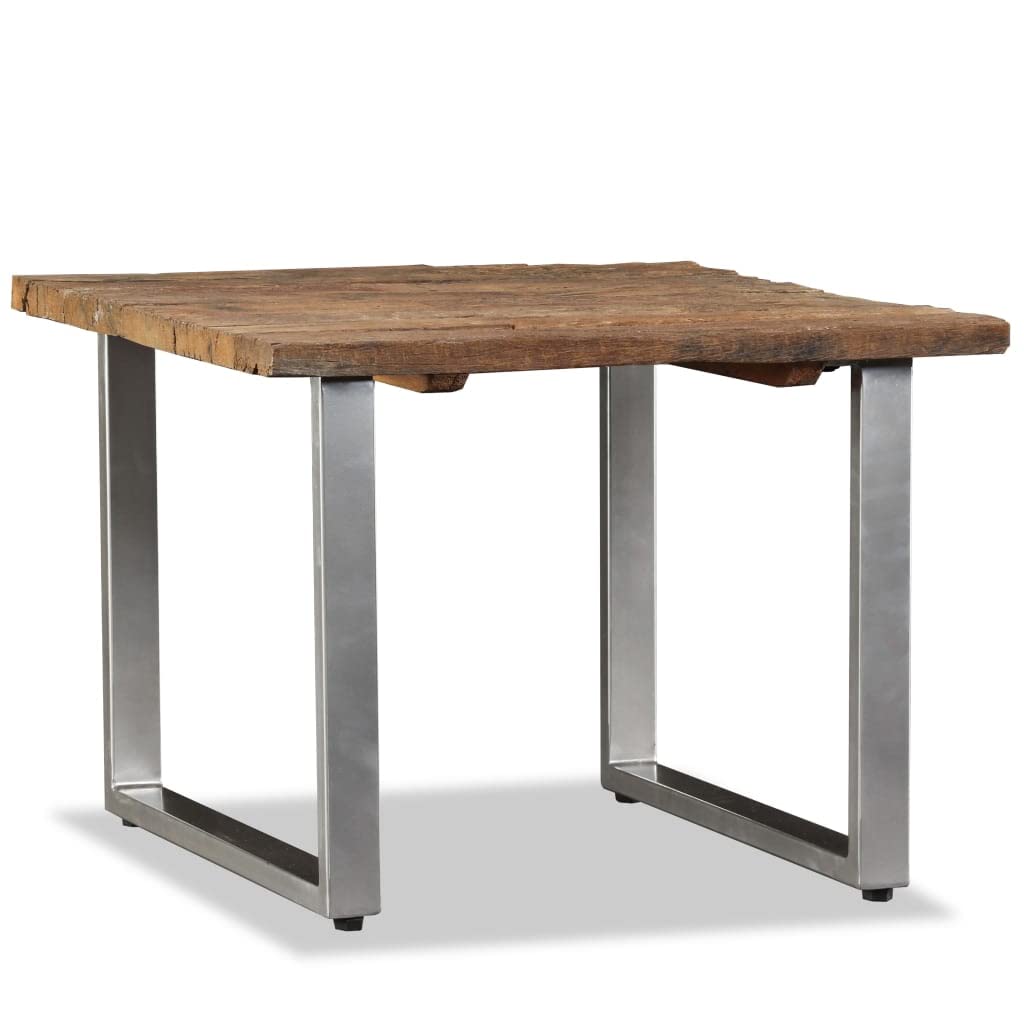 vidaXL Solid Reclaimed Wood Coffee Table 21.7"x21.7"x15.7" - Handcrafted, Vintage Industrial-Style, Easy-Assembly, Living Room Table with Wrought Iron Legs