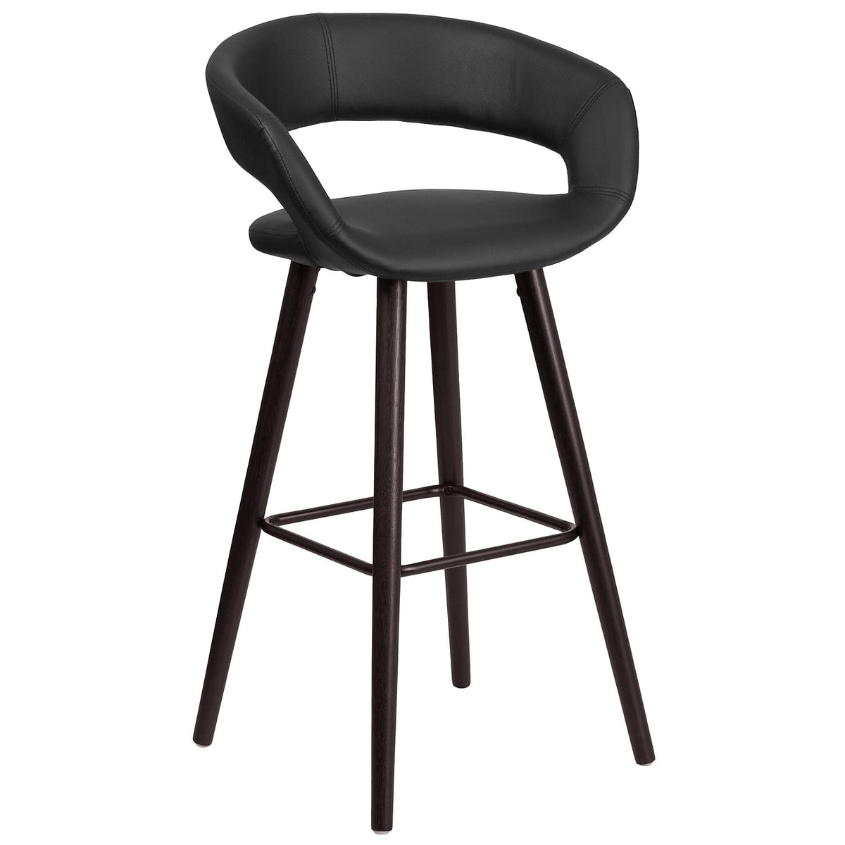 Flash Furniture Brynn Series 29'' High Contemporary Cappuccino Wood Barstool In White Vinyl