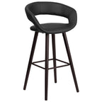 Flash Furniture Brynn Series 29'' High Contemporary Cappuccino Wood Barstool in Black Vinyl