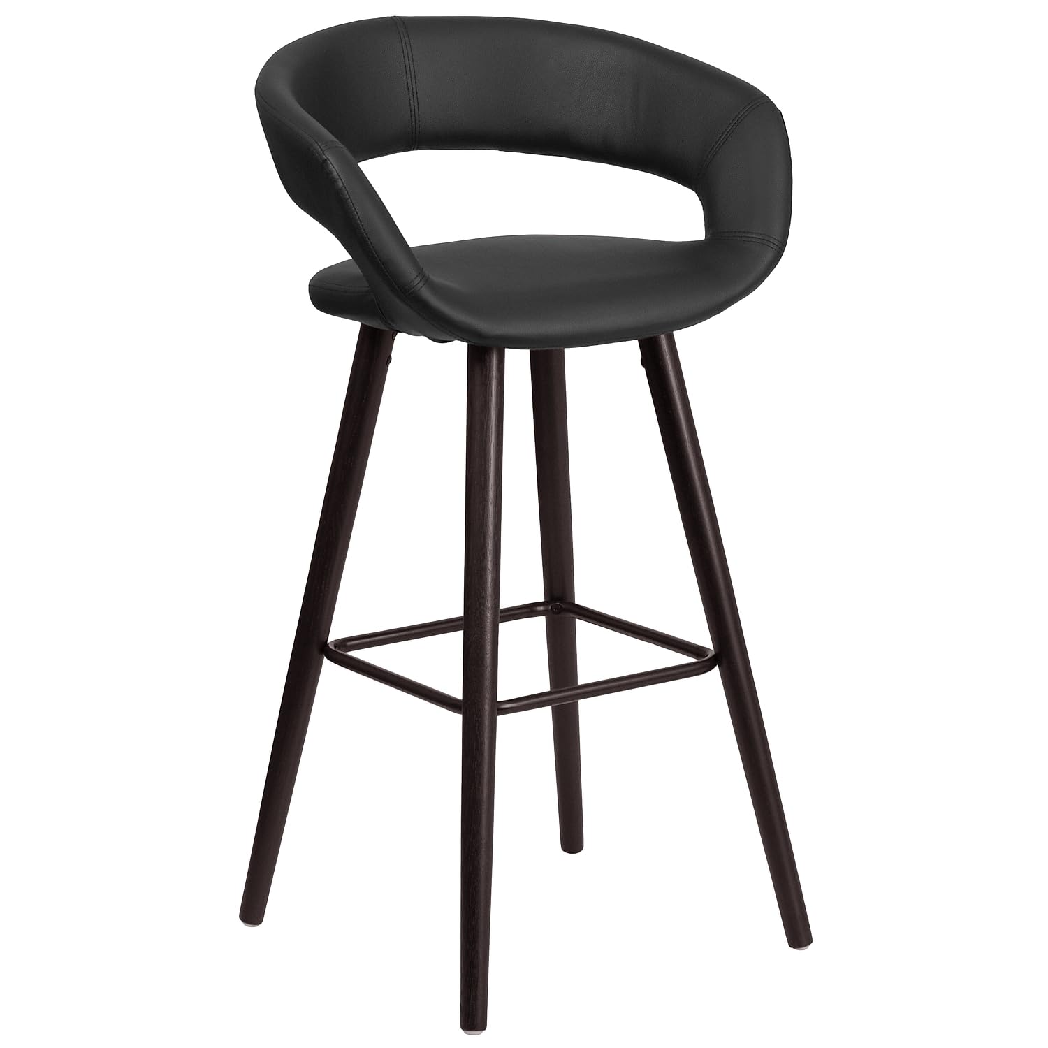 Flash Furniture Brynn Series 29'' High Contemporary Cappuccino Wood Barstool in Black Vinyl
