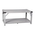 Flash Furniture Wyatt Modern Farmhouse 2 Tier Coffee Table - Aspen Gray Engineered Wood Frame - Black Metal Crisscross Side Braces and Corner Accents
