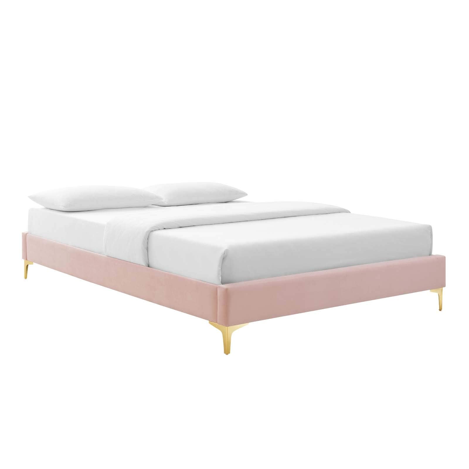 Modway Mod-6275-Pnk Sutton Queen Performance Velvet Bed Frame, Pink
