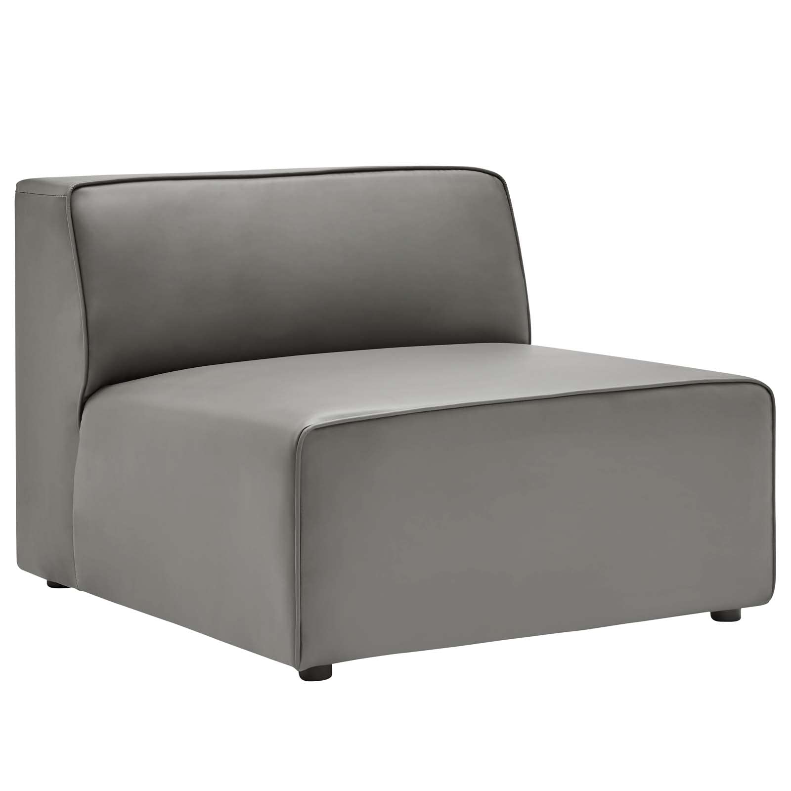 Modway Mingle Vegan Leather Sectional Sofa Armless Chair in Gray