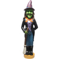 Haunted Hill Farm 4-Ft. Scary Witch Holding A Broom With Led Lighted Eyes, Durable Resin Halloween Decor For Home Or Haunted House, Indoor Or Covered Outdoor Halloween Figurines