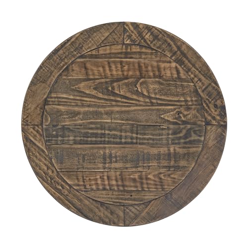 Napa Solid Wood Farmhouse Rustic Round End Side Living Room Table, Nightstand 26&quot; W X 26&quot; D X 25&quot; H